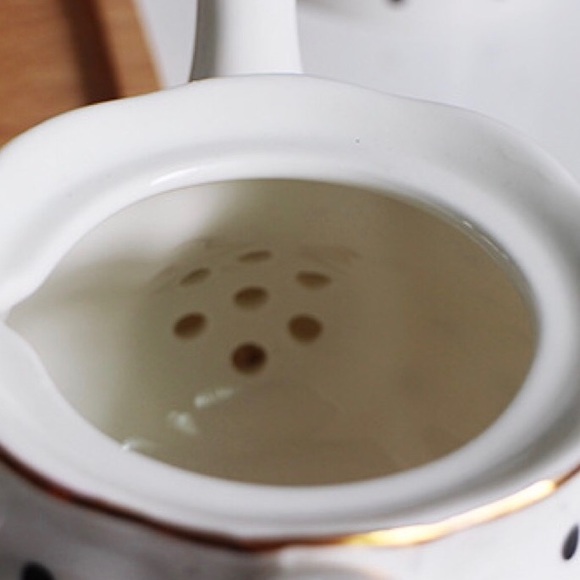 NEW Tea for Two Bone China Teapot black & white striped or polka dot holiday - Picture 5 of 13